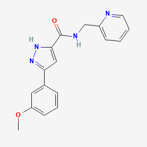 molecular formula C17H16N4O2 B7563833 5-(3-methoxyphenyl)-N-(pyridin-2-ylmethyl)-1H-pyrazole-3-carboxamide 