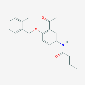 molecular formula C20H23NO3 B7563875 N-[3-acetyl-4-[(2-methylphenyl)methoxy]phenyl]butanamide 
