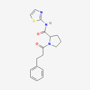 molecular formula C17H19N3O2S B7563886 1-(3-phenylpropanoyl)-N-(1,3-thiazol-2-yl)pyrrolidine-2-carboxamide 