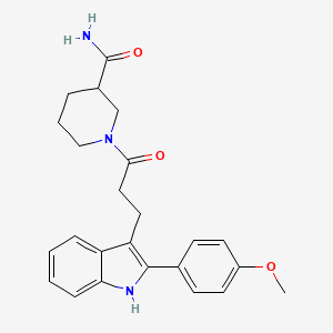 molecular formula C24H27N3O3 B7563915 1-[3-[2-(4-methoxyphenyl)-1H-indol-3-yl]propanoyl]piperidine-3-carboxamide 