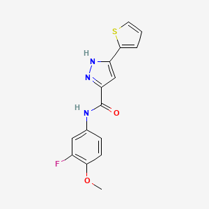 N-(3-fluoro-4-methoxyphenyl)-5-(thiophen-2-yl)-1H-pyrazole-3-carboxamide