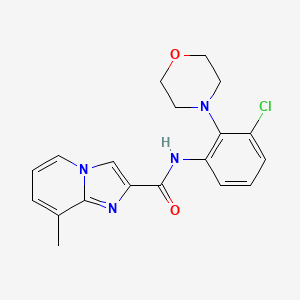 molecular formula C19H19ClN4O2 B7563937 N-(3-chloro-2-morpholin-4-ylphenyl)-8-methylimidazo[1,2-a]pyridine-2-carboxamide 