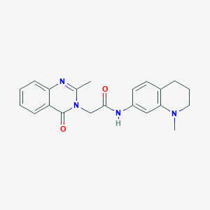 molecular formula C21H22N4O2 B7564019 N-(1-methyl-3,4-dihydro-2H-quinolin-7-yl)-2-(2-methyl-4-oxoquinazolin-3-yl)acetamide 