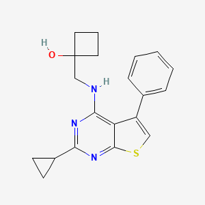 molecular formula C20H21N3OS B7564032 1-[[(2-Cyclopropyl-5-phenylthieno[2,3-d]pyrimidin-4-yl)amino]methyl]cyclobutan-1-ol 