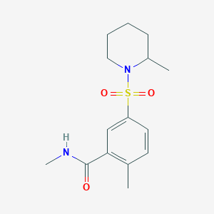 molecular formula C15H22N2O3S B7564170 N,2-dimethyl-5-(2-methylpiperidin-1-yl)sulfonylbenzamide 