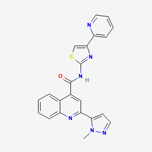 molecular formula C22H16N6OS B7564211 2-(2-methylpyrazol-3-yl)-N-(4-pyridin-2-yl-1,3-thiazol-2-yl)quinoline-4-carboxamide 