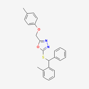 2-[(4-Methylphenoxy)methyl]-5-[(2-methylphenyl)-phenylmethyl]sulfanyl-1,3,4-oxadiazole