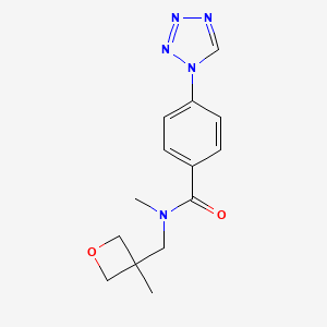 molecular formula C14H17N5O2 B7564241 N-methyl-N-[(3-methyloxetan-3-yl)methyl]-4-(tetrazol-1-yl)benzamide 