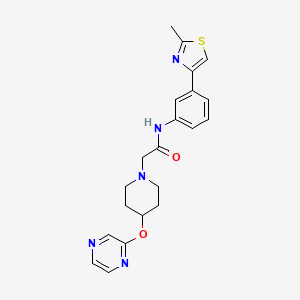 molecular formula C21H23N5O2S B7564267 N-[3-(2-methyl-1,3-thiazol-4-yl)phenyl]-2-(4-pyrazin-2-yloxypiperidin-1-yl)acetamide 