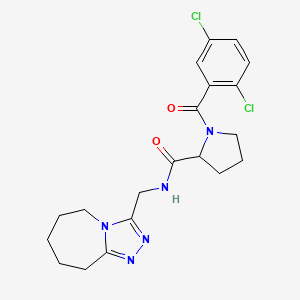 molecular formula C20H23Cl2N5O2 B7564332 1-(2,5-dichlorobenzoyl)-N-(6,7,8,9-tetrahydro-5H-[1,2,4]triazolo[4,3-a]azepin-3-ylmethyl)pyrrolidine-2-carboxamide 