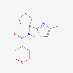 molecular formula C15H22N2O2S B7564379 N-[1-(4-methyl-1,3-thiazol-2-yl)cyclopentyl]oxane-4-carboxamide 