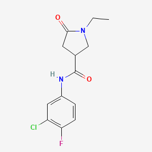 N-(3-chloro-4-fluorophenyl)-1-ethyl-5-oxopyrrolidine-3-carboxamide