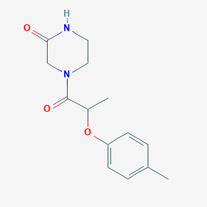 molecular formula C14H18N2O3 B7564459 4-[2-(4-Methylphenoxy)propanoyl]piperazin-2-one 