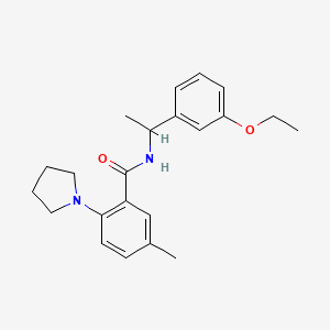 molecular formula C22H28N2O2 B7564539 N-[1-(3-ethoxyphenyl)ethyl]-5-methyl-2-pyrrolidin-1-ylbenzamide 