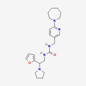 molecular formula C23H33N5O2 B7564545 1-[[6-(Azepan-1-yl)pyridin-3-yl]methyl]-3-[2-(furan-2-yl)-2-pyrrolidin-1-ylethyl]urea 