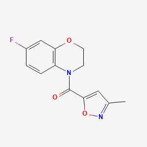 molecular formula C13H11FN2O3 B7564566 (7-Fluoro-2,3-dihydro-1,4-benzoxazin-4-yl)-(3-methyl-1,2-oxazol-5-yl)methanone 