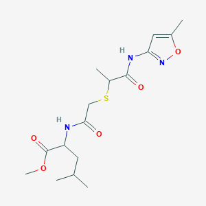 molecular formula C16H25N3O5S B7564571 Methyl 4-methyl-2-[[2-[1-[(5-methyl-1,2-oxazol-3-yl)amino]-1-oxopropan-2-yl]sulfanylacetyl]amino]pentanoate 