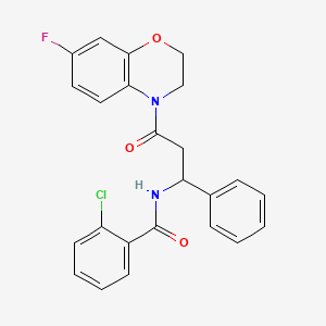 molecular formula C24H20ClFN2O3 B7564587 2-chloro-N-[3-(7-fluoro-2,3-dihydro-1,4-benzoxazin-4-yl)-3-oxo-1-phenylpropyl]benzamide 
