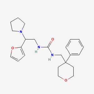 molecular formula C23H31N3O3 B7564609 1-[2-(Furan-2-yl)-2-pyrrolidin-1-ylethyl]-3-[(4-phenyloxan-4-yl)methyl]urea 