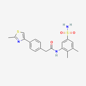 molecular formula C20H21N3O3S2 B7564714 N-(2,3-dimethyl-5-sulfamoylphenyl)-2-[4-(2-methyl-1,3-thiazol-4-yl)phenyl]acetamide 