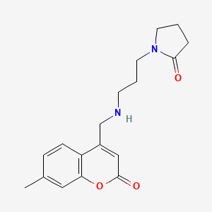molecular formula C18H22N2O3 B7564726 1-[3-[(7-Methyl-2-oxochromen-4-yl)methylamino]propyl]pyrrolidin-2-one 