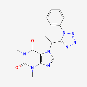 molecular formula C16H16N8O2 B7564749 1,3-Dimethyl-7-[1-(1-phenyltetrazol-5-yl)ethyl]purine-2,6-dione 