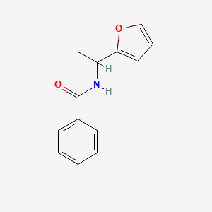 molecular formula C14H15NO2 B7564760 N-[1-(furan-2-yl)ethyl]-4-methylbenzamide 