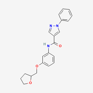 molecular formula C21H21N3O3 B7564813 N-[3-(oxolan-2-ylmethoxy)phenyl]-1-phenylpyrazole-4-carboxamide 