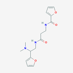 molecular formula C16H21N3O4 B7564821 N-[3-[[2-(dimethylamino)-2-(furan-2-yl)ethyl]amino]-3-oxopropyl]furan-2-carboxamide 