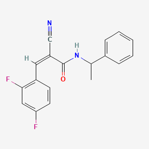 (Z)-2-cyano-3-(2,4-difluorophenyl)-N-(1-phenylethyl)prop-2-enamide