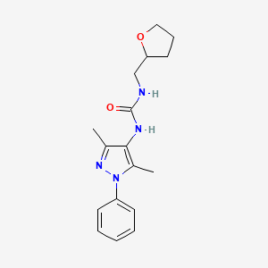 molecular formula C17H22N4O2 B7564907 1-(3,5-Dimethyl-1-phenylpyrazol-4-yl)-3-(oxolan-2-ylmethyl)urea 