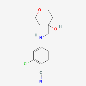 molecular formula C13H15ClN2O2 B7564935 2-Chloro-4-[(4-hydroxyoxan-4-yl)methylamino]benzonitrile 