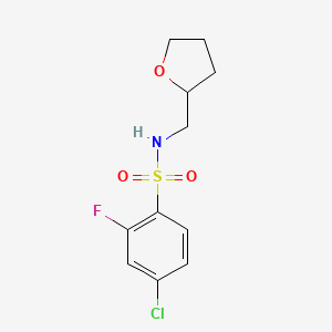 molecular formula C11H13ClFNO3S B7564943 4-chloro-2-fluoro-N-(oxolan-2-ylmethyl)benzenesulfonamide 