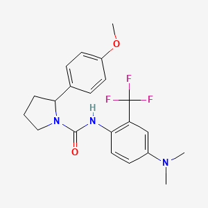 molecular formula C21H24F3N3O2 B7564960 N-[4-(dimethylamino)-2-(trifluoromethyl)phenyl]-2-(4-methoxyphenyl)pyrrolidine-1-carboxamide 