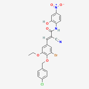 (E)-3-[3-bromo-4-[(4-chlorophenyl)methoxy]-5-ethoxyphenyl]-2-cyano-N-(2-hydroxy-4-nitrophenyl)prop-2-enamide