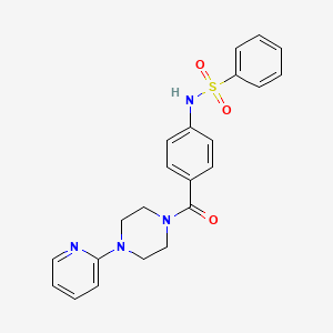 molecular formula C22H22N4O3S B7565021 N-[4-(4-pyridin-2-ylpiperazine-1-carbonyl)phenyl]benzenesulfonamide 