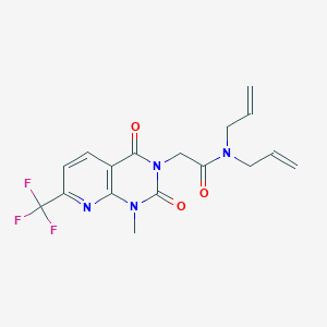 molecular formula C17H17F3N4O3 B7565079 2-[1-methyl-2,4-dioxo-7-(trifluoromethyl)pyrido[2,3-d]pyrimidin-3-yl]-N,N-bis(prop-2-enyl)acetamide 