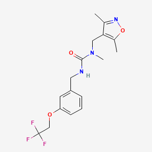 molecular formula C17H20F3N3O3 B7565129 1-[(3,5-Dimethyl-1,2-oxazol-4-yl)methyl]-1-methyl-3-[[3-(2,2,2-trifluoroethoxy)phenyl]methyl]urea 