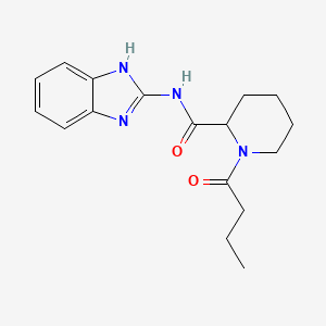molecular formula C17H22N4O2 B7565180 N-(1H-benzimidazol-2-yl)-1-butanoylpiperidine-2-carboxamide 