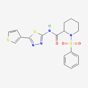 molecular formula C18H18N4O3S3 B7565250 1-(benzenesulfonyl)-N-(5-thiophen-3-yl-1,3,4-thiadiazol-2-yl)piperidine-2-carboxamide 