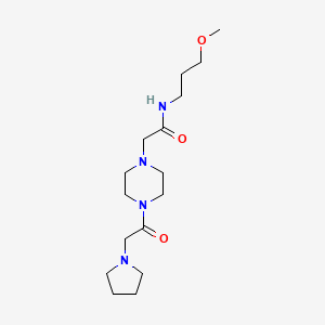 molecular formula C16H30N4O3 B7565256 N-(3-methoxypropyl)-2-[4-(2-pyrrolidin-1-ylacetyl)piperazin-1-yl]acetamide 