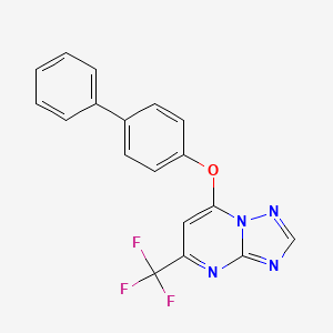 molecular formula C18H11F3N4O B7565275 7-(4-Phenylphenoxy)-5-(trifluoromethyl)-[1,2,4]triazolo[1,5-a]pyrimidine 