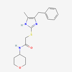 2-[(4-benzyl-5-methyl-1H-imidazol-2-yl)sulfanyl]-N-(oxan-4-yl)acetamide