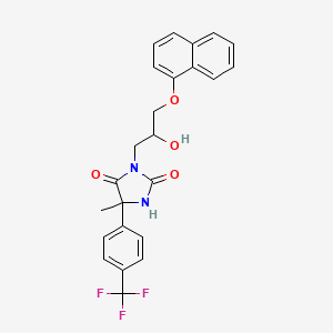 molecular formula C24H21F3N2O4 B7565381 3-(2-Hydroxy-3-naphthalen-1-yloxypropyl)-5-methyl-5-[4-(trifluoromethyl)phenyl]imidazolidine-2,4-dione 