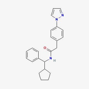 molecular formula C23H25N3O B7565416 N-[cyclopentyl(phenyl)methyl]-2-(4-pyrazol-1-ylphenyl)acetamide 