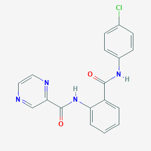 molecular formula C18H13ClN4O2 B7565423 N-[2-[(4-chlorophenyl)carbamoyl]phenyl]pyrazine-2-carboxamide 