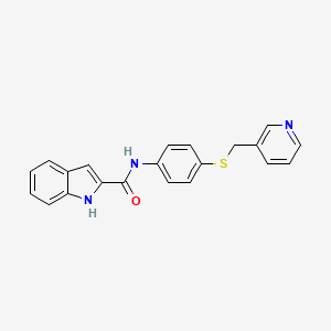 molecular formula C21H17N3OS B7565474 N-[4-(pyridin-3-ylmethylsulfanyl)phenyl]-1H-indole-2-carboxamide 