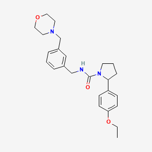 molecular formula C25H33N3O3 B7565487 2-(4-ethoxyphenyl)-N-[[3-(morpholin-4-ylmethyl)phenyl]methyl]pyrrolidine-1-carboxamide 