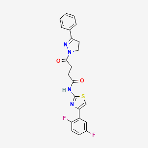 molecular formula C22H18F2N4O2S B7565520 N-[4-(2,5-difluorophenyl)-1,3-thiazol-2-yl]-4-oxo-4-(5-phenyl-3,4-dihydropyrazol-2-yl)butanamide 