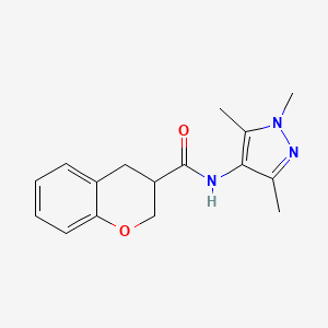 molecular formula C16H19N3O2 B7565539 N-(1,3,5-trimethylpyrazol-4-yl)-3,4-dihydro-2H-chromene-3-carboxamide 